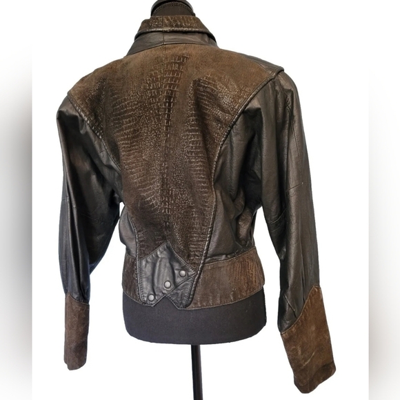 Vntg Global Identity G-III Leather Cropped Jacket in Black/Brown Size Medium - Picture 1 of 16